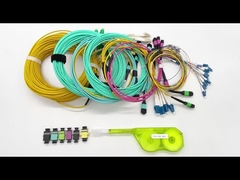 Fábrica Profissional 12 núcleos Fibra Óptica Patchcord OM3 macho MPO Fibra Óptica Patch cord