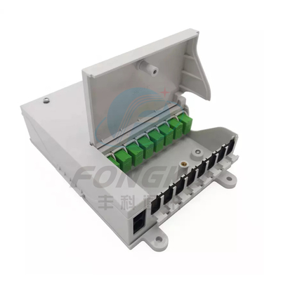 núcleos da caixa terminal 8 da fibra ótica do divisor FTTH do PLC 1x8 com o adaptador do obturador do SC