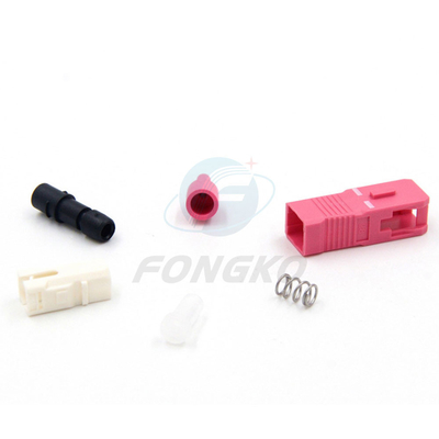 Parada plástica OM4 Rosa/peças de fibra ótica cor-de-rosa da palavra simples de SC/PC 0,9 do conector do cabo de remendo