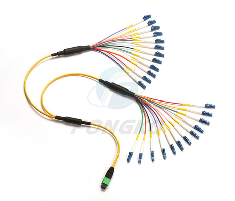 Núcleo do APC MPO 24 do cabo do cabo de remendo da trança do Fanout da fibra ótica do LC UPC