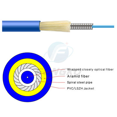qualidade  Single Mode Simplex Armored Optical Fiber Cable GJSFJV With PVC Jacket Fábrica