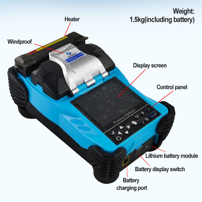 Splicer de fusão de fibra óptica azul Bateria de 4800mAh