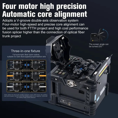 6 Motores FKEQU-161 Fibra Óptica Fusão Splicer 6S FTTH máquina de emplaçamento para emplaçamento rápido