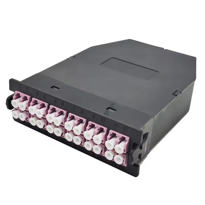 24F Black LC Duplex Multimode MPO MTP Fiber Cassette para 24 portas OM3 OM4 OS2 Patch Panel