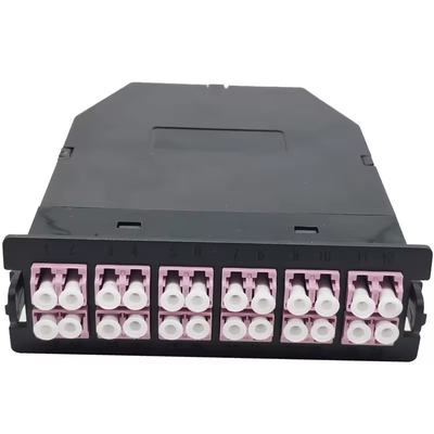 24F Black LC Duplex Multimode MPO MTP Fiber Cassette para 24 portas OM3 OM4 OS2 Patch Panel