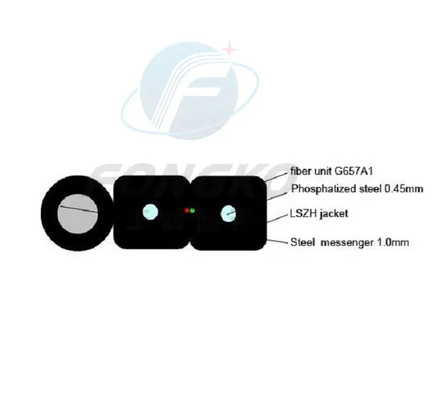 Outdoor GJYXFCH 2*5mm FTTH Reel Drum Fiber Drop Cable LSZH Cable de Fibra Óptica Autossustentável