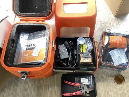 AI-9 6 Motos Splicer de fusão multilíngue Equipamento de fibra óptica Splicer de fusão automático Splicer de fusão de fibra óptica