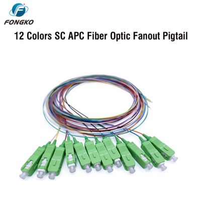 FONGKO 12 Core 0.9mm G652D PVC Fibra Ótica Pigtail Buldle Pigtail LC FC SC ST UPC APC Fibra Ótica Pigtails