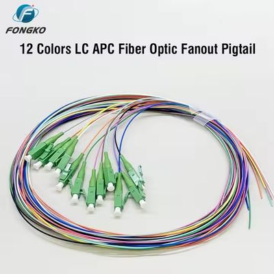 Rabicho de fibra óptica SM 12 núcleos 0,9mm G652D PVC LC FC SC ST UPC APC