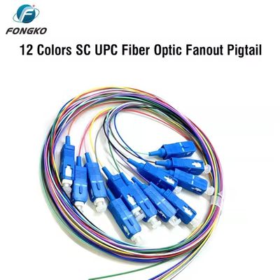 Rabicho de fibra óptica SM 12 núcleos 0,9mm G652D PVC LC FC SC ST UPC APC