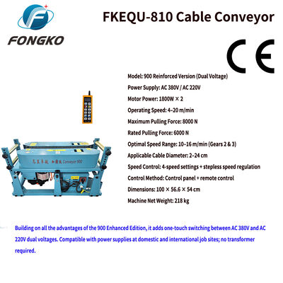 FONGKO FKEQU-810 AC380V AC220V Cable Puller Multi-unities Linked Cable Hauling Machine Construção de cabos subterrâneos