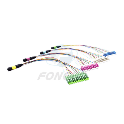 8/12/24 Fibra MTP MPO para LC Fanout Patch Cable para FTTB Tipo de conector MPO de 0,9 mm