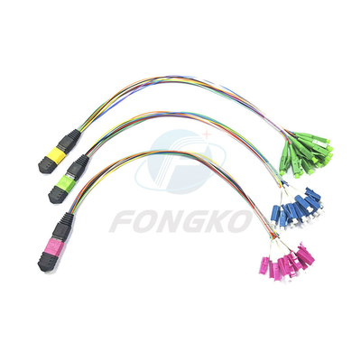 8/12/24 Fibra MTP MPO para LC Fanout Patch Cable para FTTB Tipo de conector MPO de 0,9 mm
